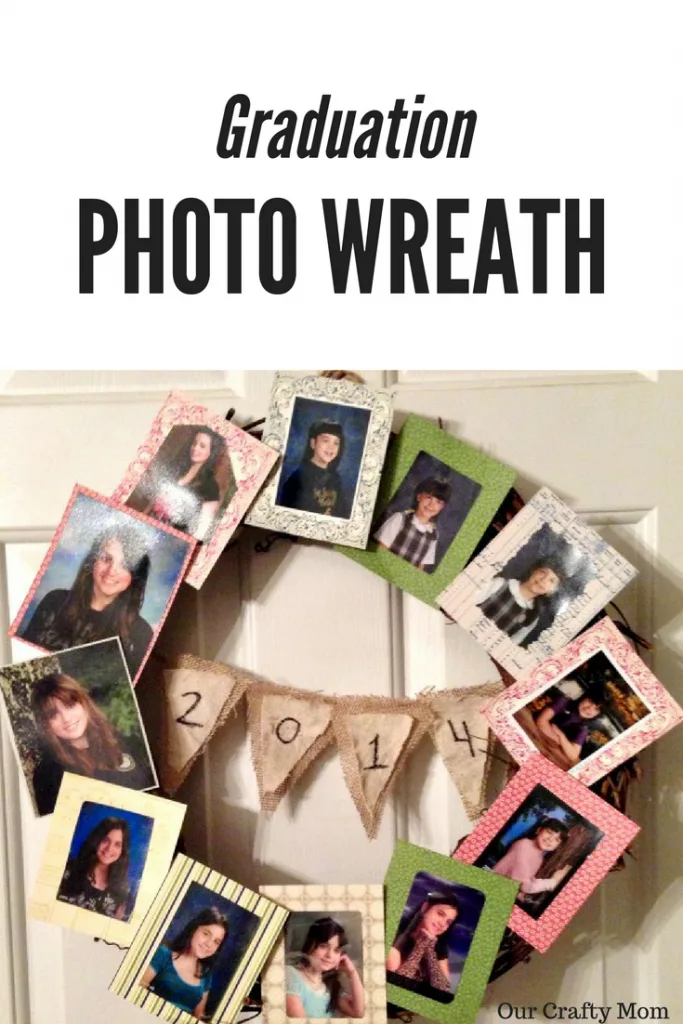 Graduation Photo Wreath Our Crafty Mom #graduationphotowreath #graduationwreath #graduationideas