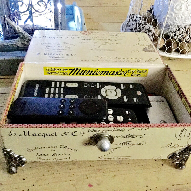 repurposed cigar box remote holder