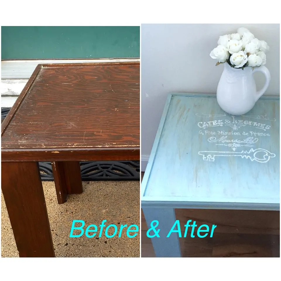 Refinished Table Before and After