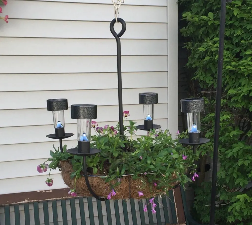 Solar Light Chandelier Planter DIY SOLAR CHANDELIER PLANTER Our Crafty Mom #outdoorplanter #solarplanter