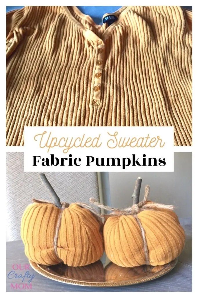 upcycled sweaters into fabric pumpkins