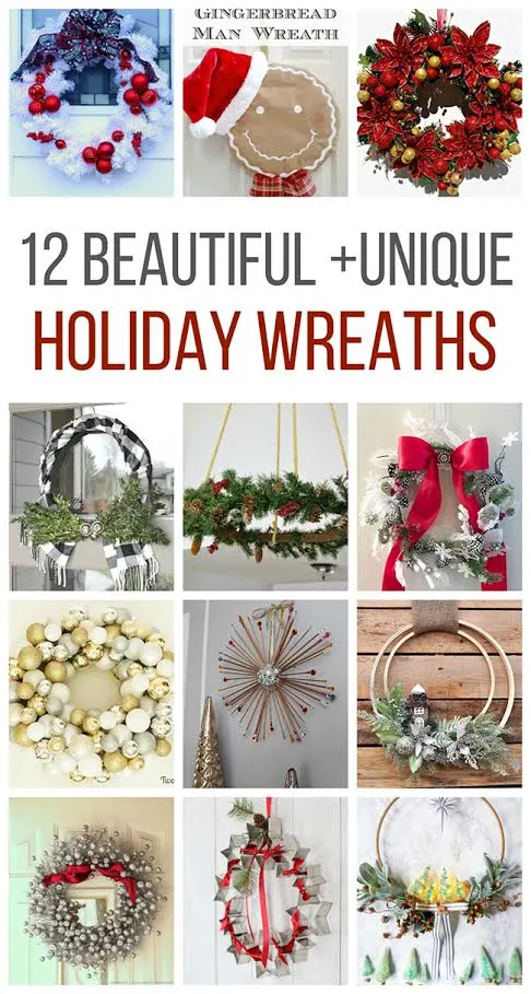 12 christmas wreaths collage
