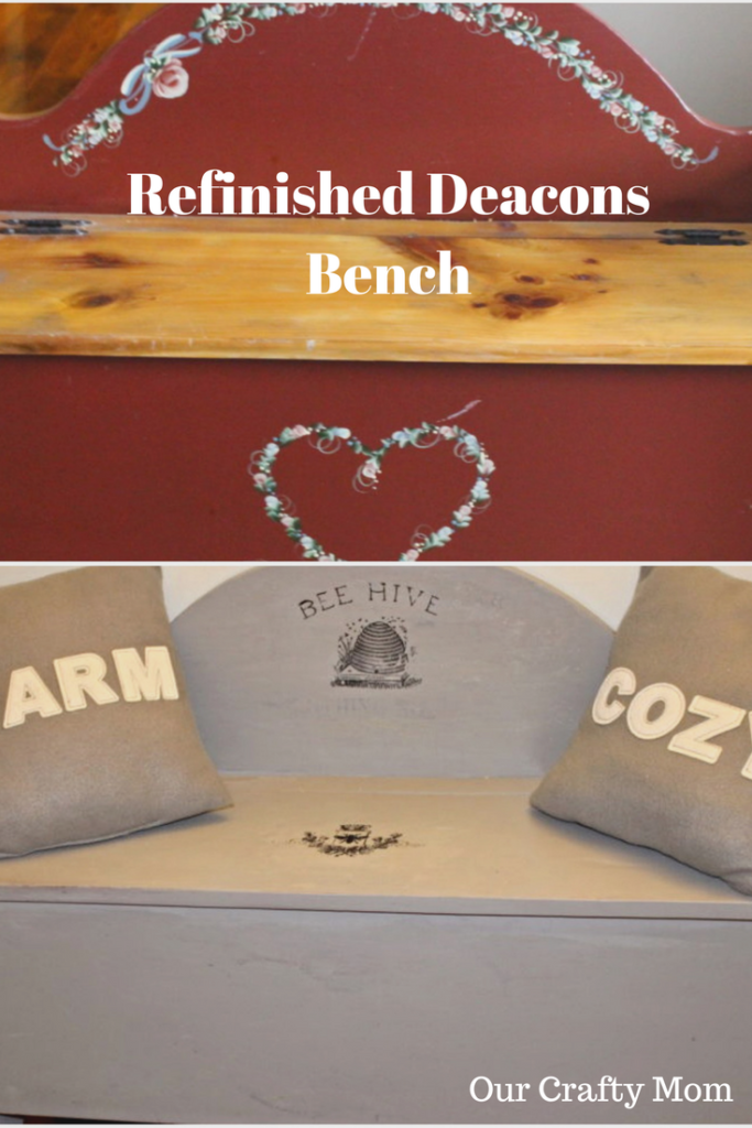Refinished Deacons Bench "Spray It Pretty" With HomeRight Our Crafty Mom