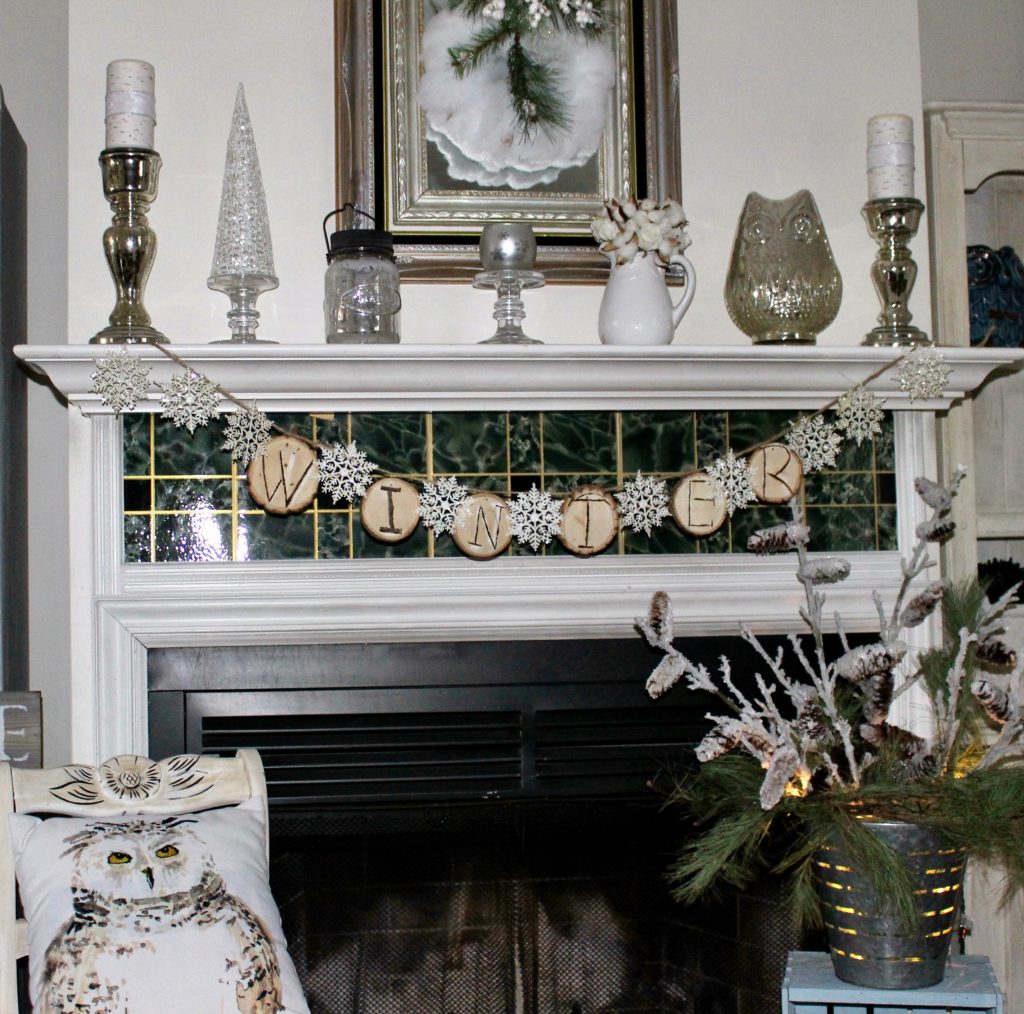 Winter White Mantel Decorating Ideas Our Crafty Mom