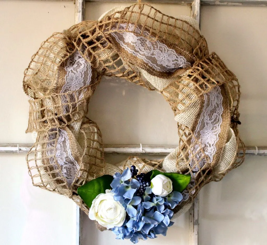 January Crafty Destash Challenge-Burlap Lace Wreath Our Crafty Mom