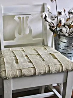 How To Update An Old Chair With Woven Burlap Our Crafty Mom