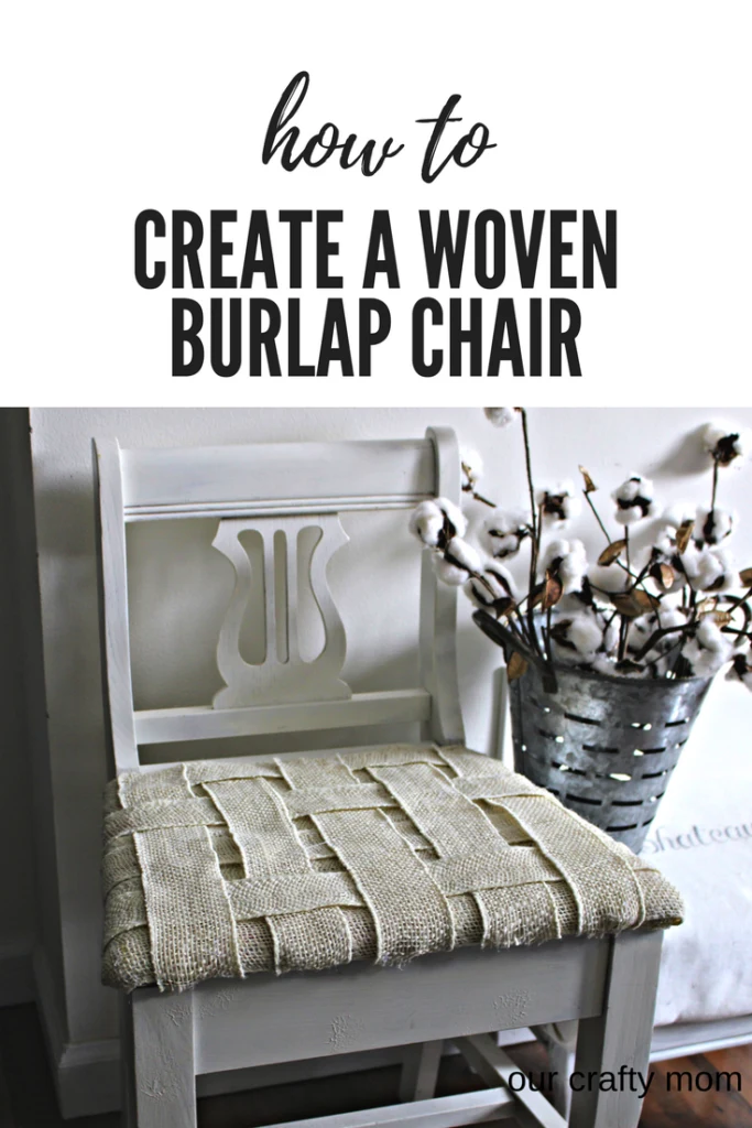 How to update an old chair with woven burlap our crafty mom