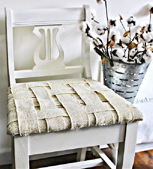 Update An Old Chair With Woven Burlap Our Crafty Mom