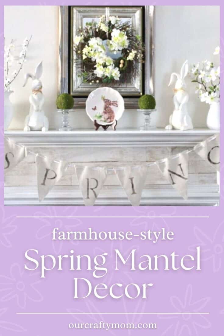 spring mantel with bunnies pin image