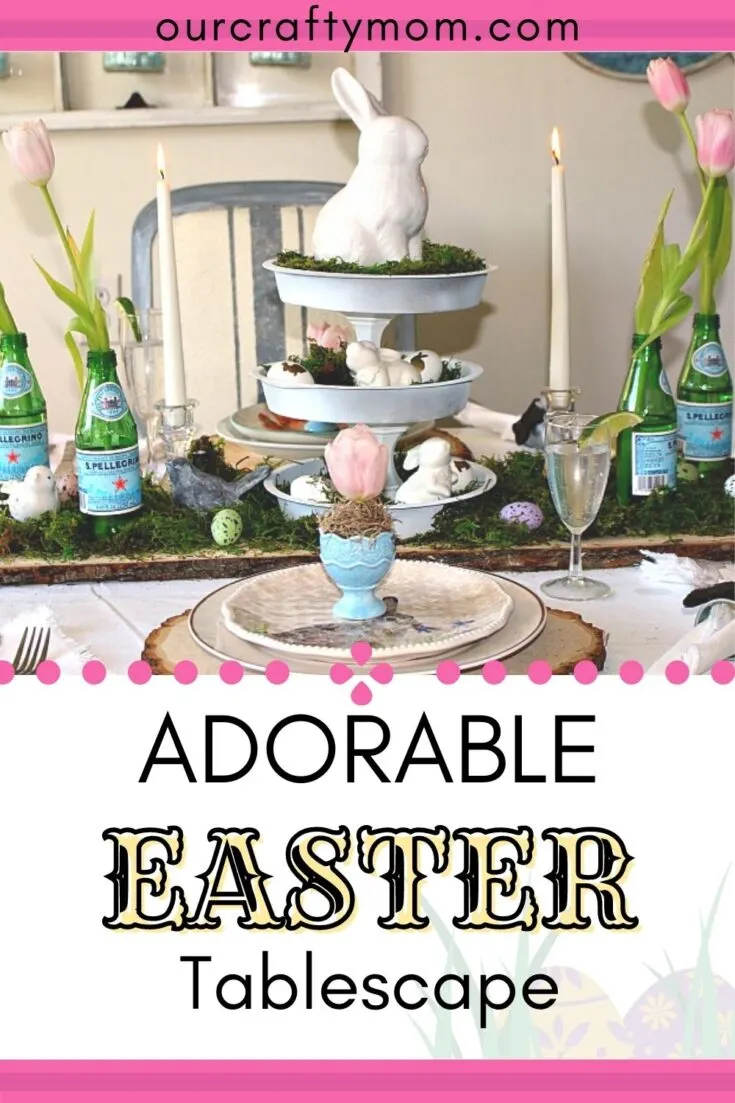 adorable Easter table with white bunny