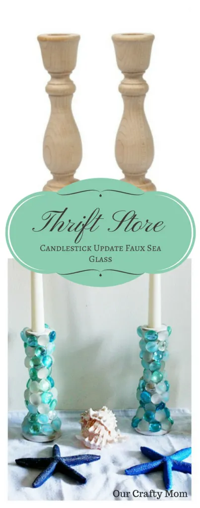 Thrift Store Games DIY Challenge Faux Sea Glass Candlesticks Our Crafty Mom