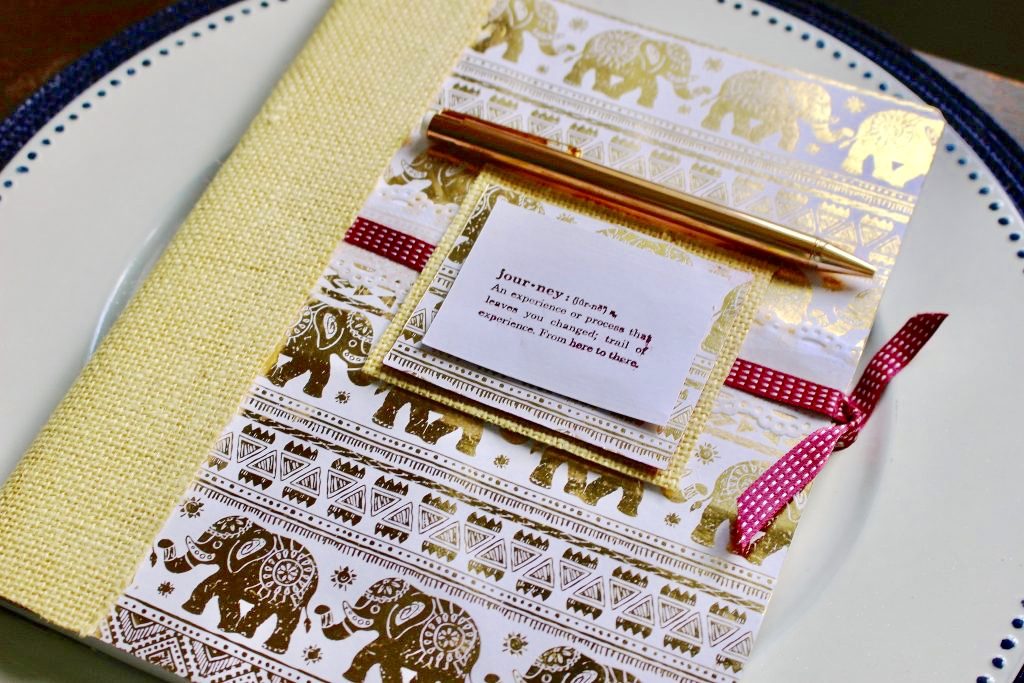 DIY Journal with gold elephants 