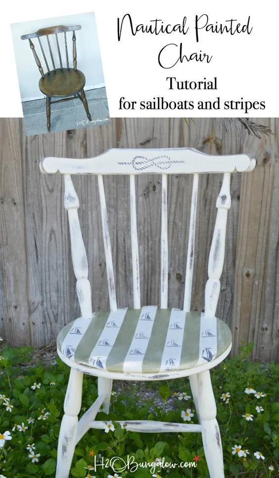 Sailboats and Stripes DIY Nautical Accent Chair - H2O Bungalow - HMLP 144 Feature