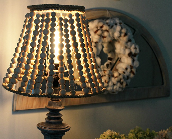 Pottery Barn Inspired Wood Bead Lamp, Lampshade With Beads
