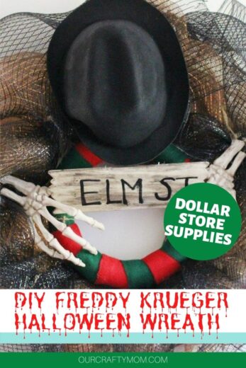 How To Make A DIY Freddy Krueger Halloween Wreath From Dollar Store