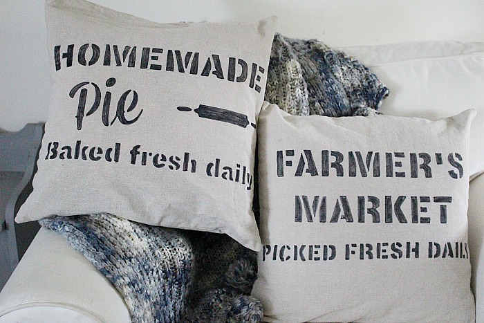 DIY Farmhouse Stenciled Pillows by Our Crafty Mom