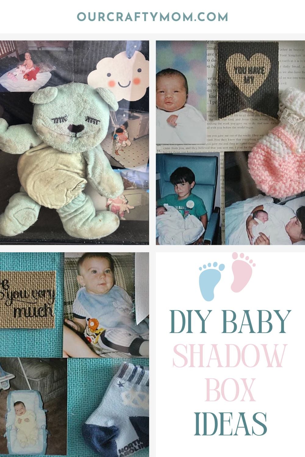 DIY Baby Shadow Box vertical image with 3 collage photos