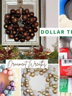 collage with ornament wreaths from dollar tree