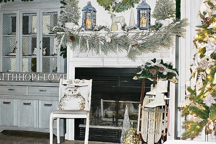 The Vintage birdcage received an update with one of my favorite Victorian Santas. I love Victorian Santas!