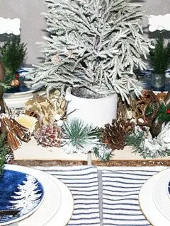 Create A Woodland Themed Tablescape Our Crafty Mom #christmastablescape #christmas