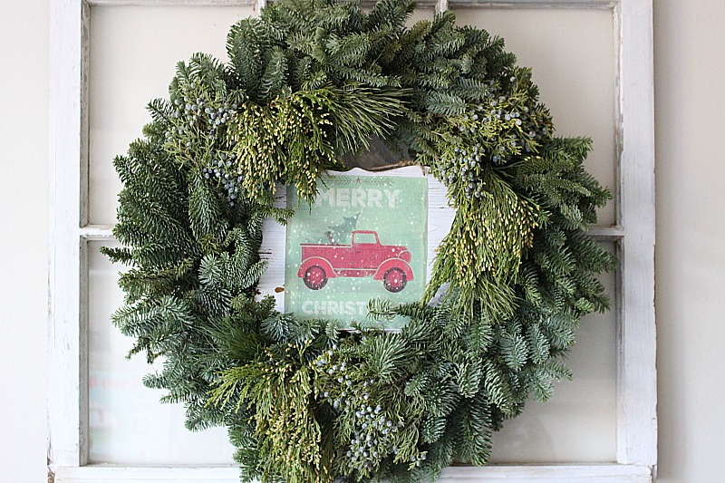 Little Red Truck Wood Sign From A Dollar Store Gift Bag