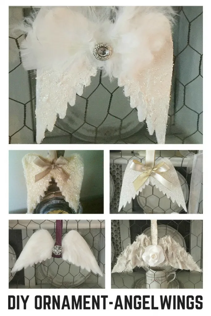collage of angel wings ornaments