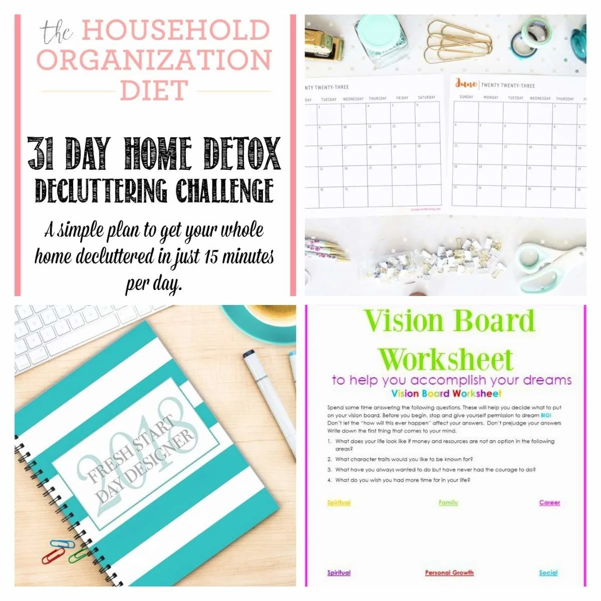 4 image collage printables to get organized