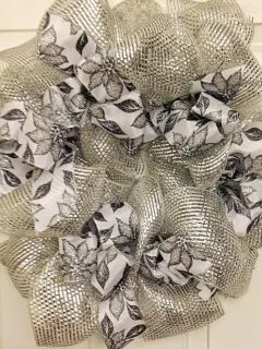 Make A Silver Deco Mesh Christmas Wreath