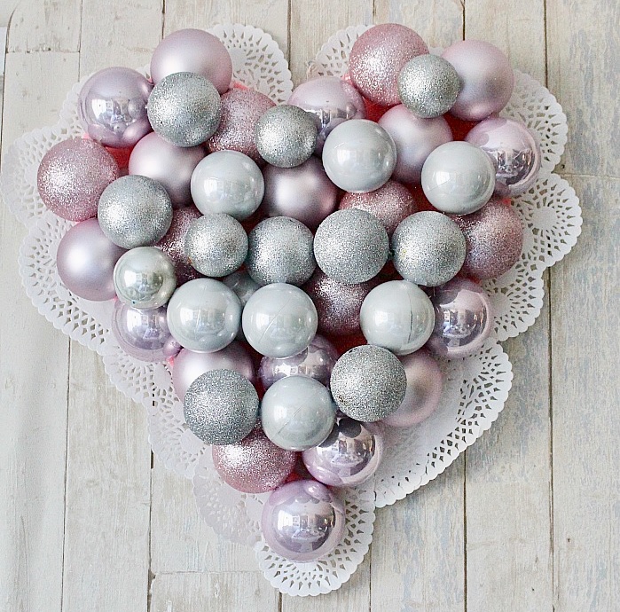 diy valentine's day wreath from Christmas ornaments