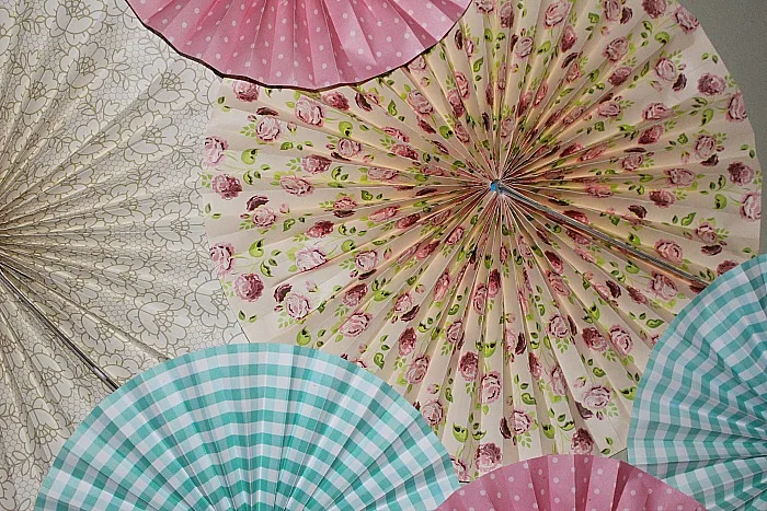 Create A Beautiful Feature Wall With Paper Fans Our Crafty Mom #craftroommakeover