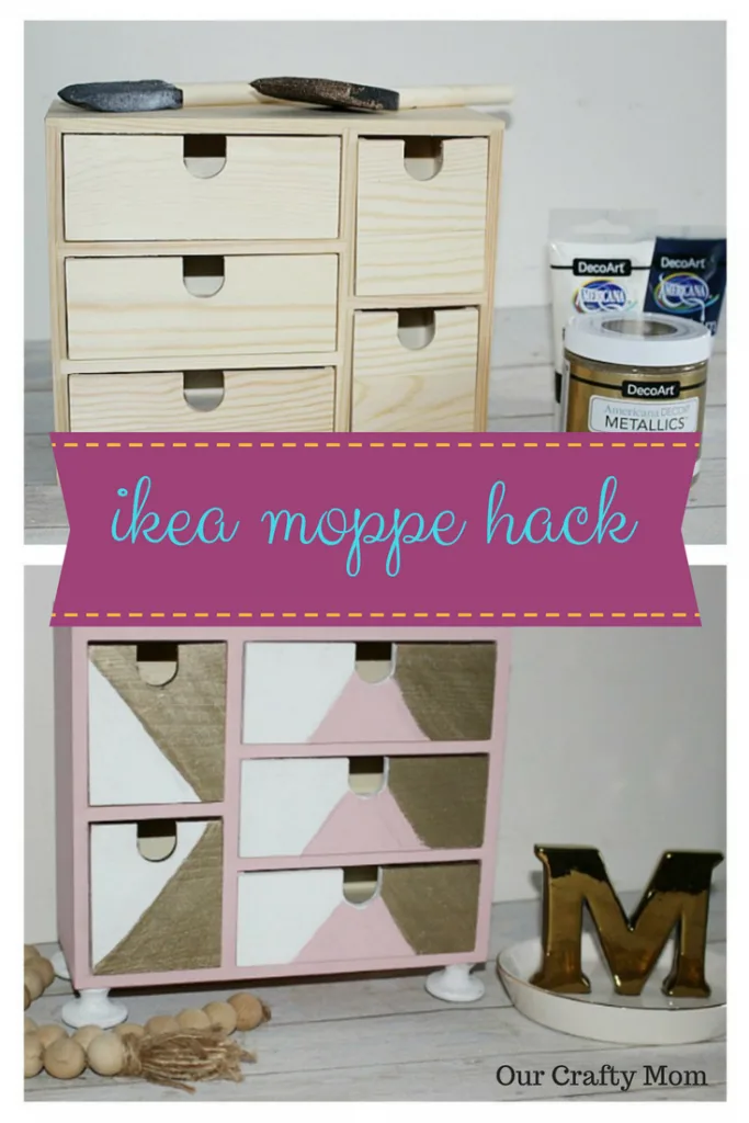 IKEA Moppe Mini Chest Of Drawers Hack Our Crafty Mom #pinterestchallenge #ikeahack #ikeamoppe