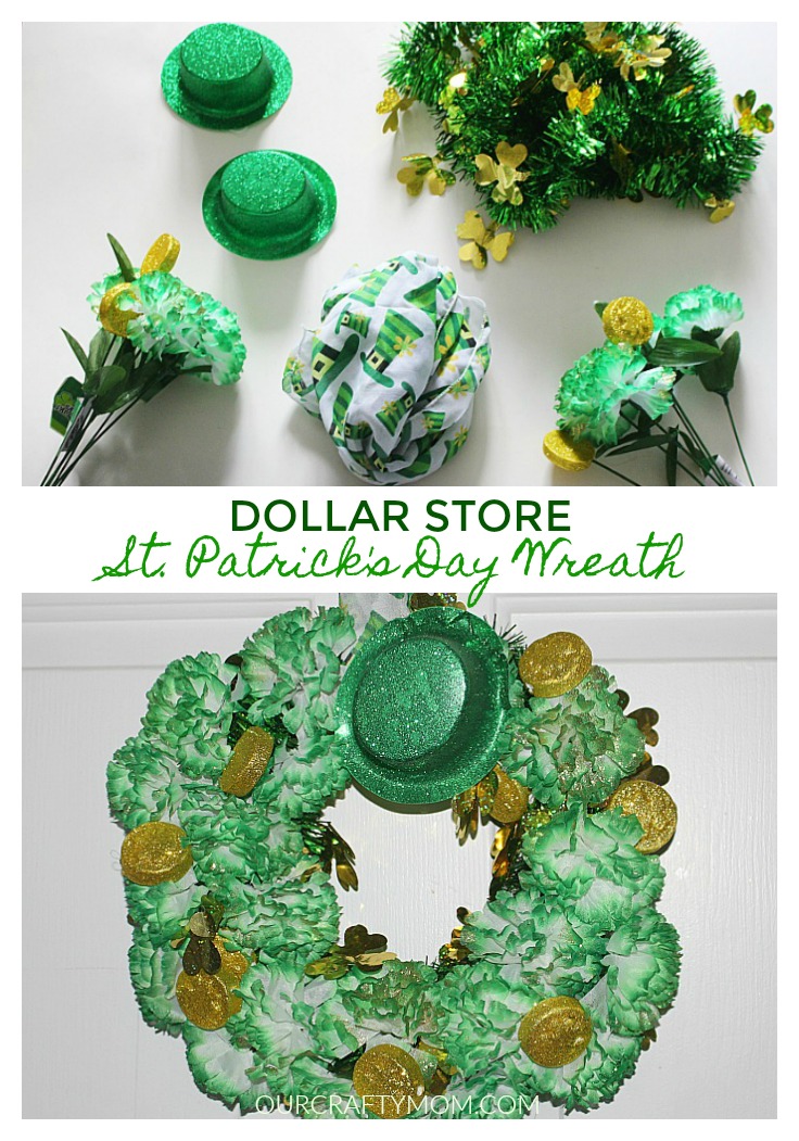 Dollar Store St. Patrick's Day Wreath pin collage