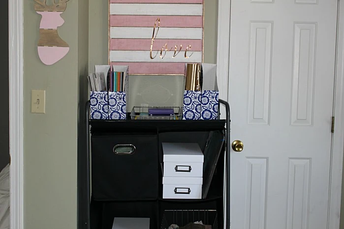 My Pretty In Pink And Gold DIY Craft Room Our Crafty Mom #craftroommakeover