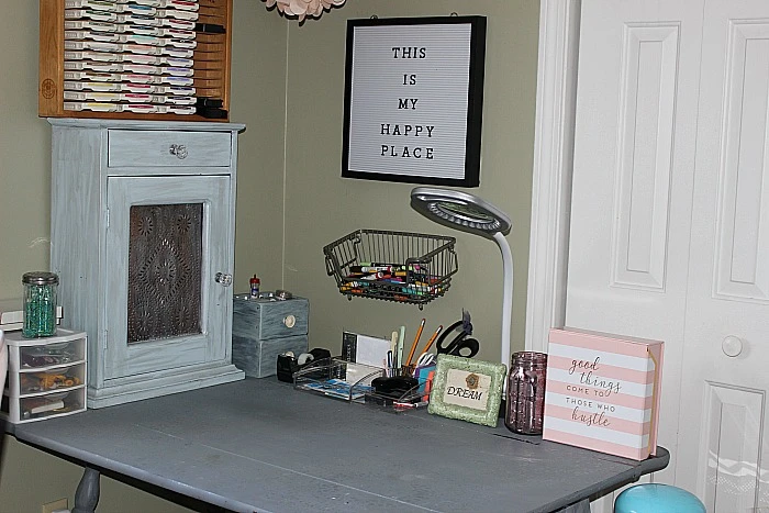 My Pretty In Pink And Gold DIY Craft Room Our Crafty Mom #craftroommakeoverchallenge #diycraftroomidea