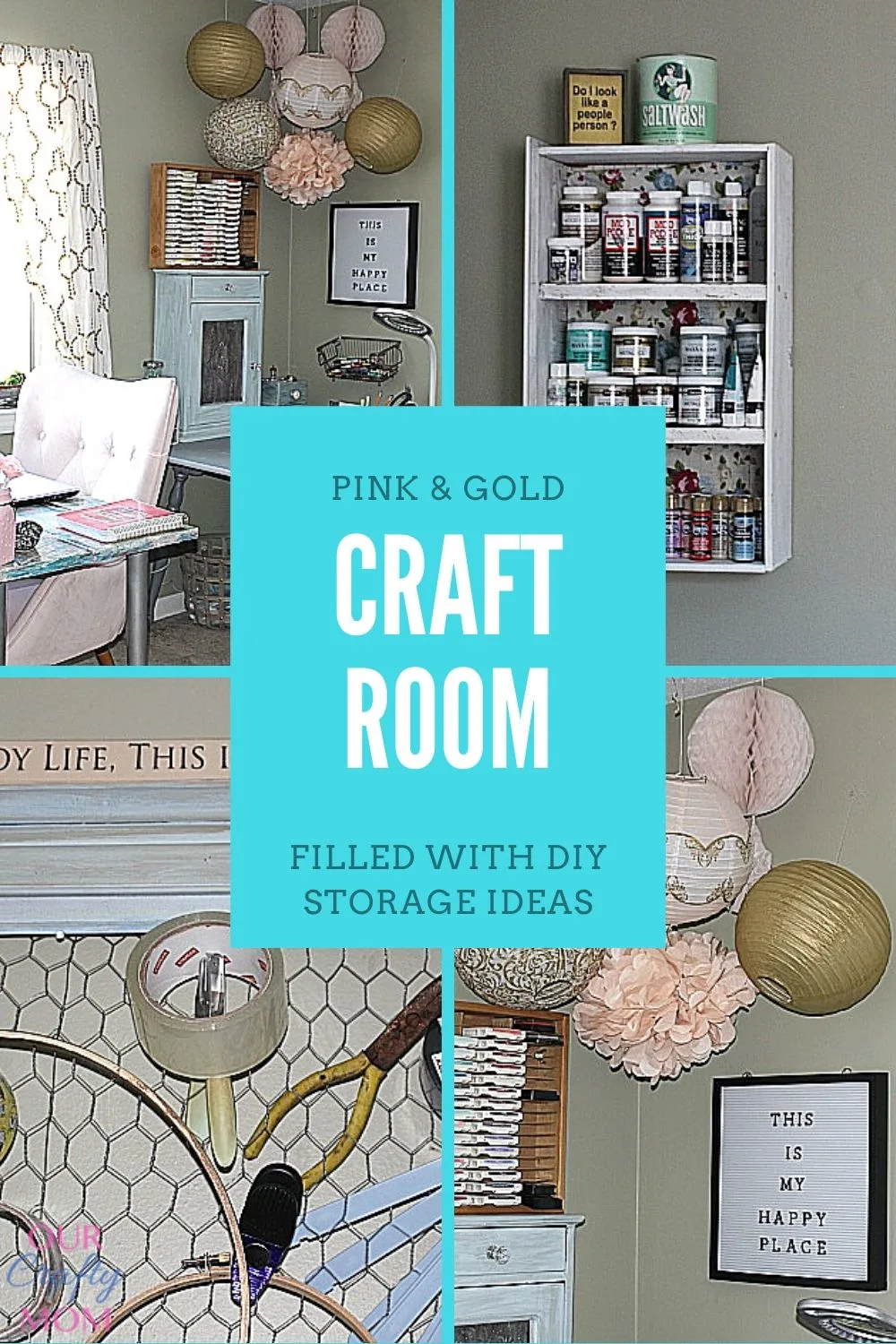 diy pink and gold craft room and office