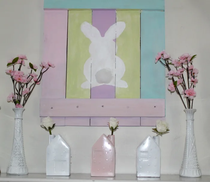 How To Make An Adorable Pallet Wood Spring Bunny Sign Our Crafty Mom #palletsign #spring #easterbunny #hellospring #rwm