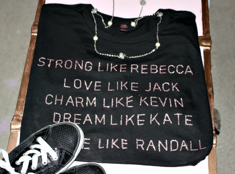 This Is Us t-shirt in black with rose gold letters