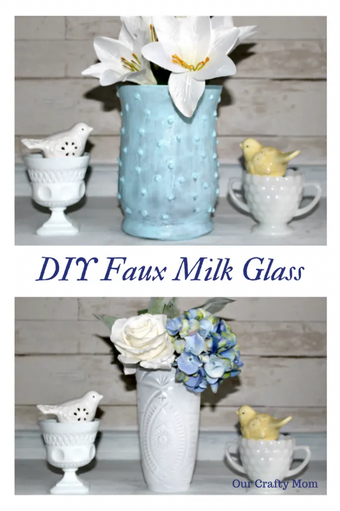 Easy To Make Beautiful Faux Hobnail Milk Glass Our Crafty Mom #milkglass #fauxmilkglass #hobnailmilkglass #farmhousehens