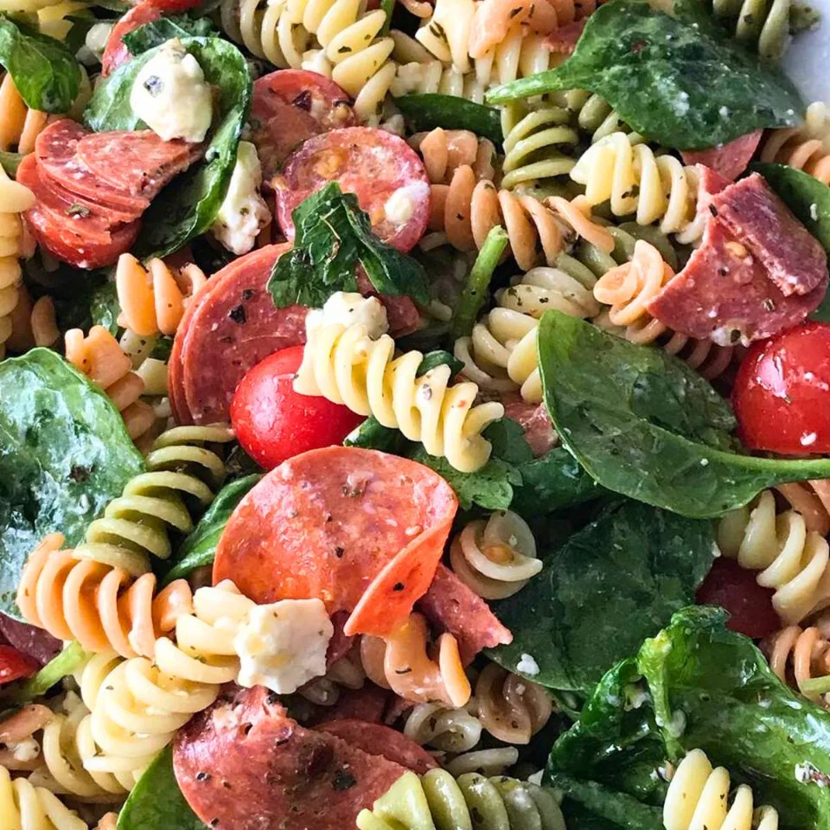 top view of Italian pasta salad