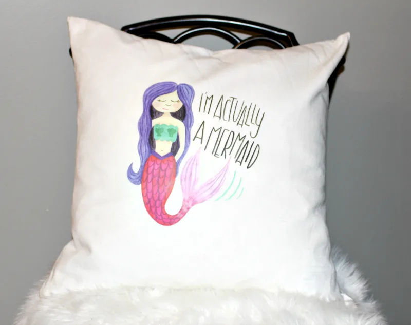 Make A Fun Cricut DIY Mermaid Pillow & Cricut Easy Press Giveaway! Our Crafty Mom @Cricut #cricutmade #GIVEAWAY #mermaidpillow #sponsored #ironon #easypress 