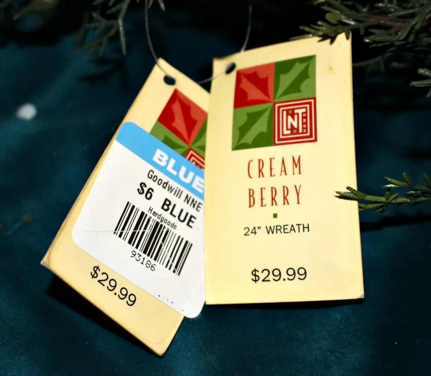 Thrift Store Wreath Price Tag