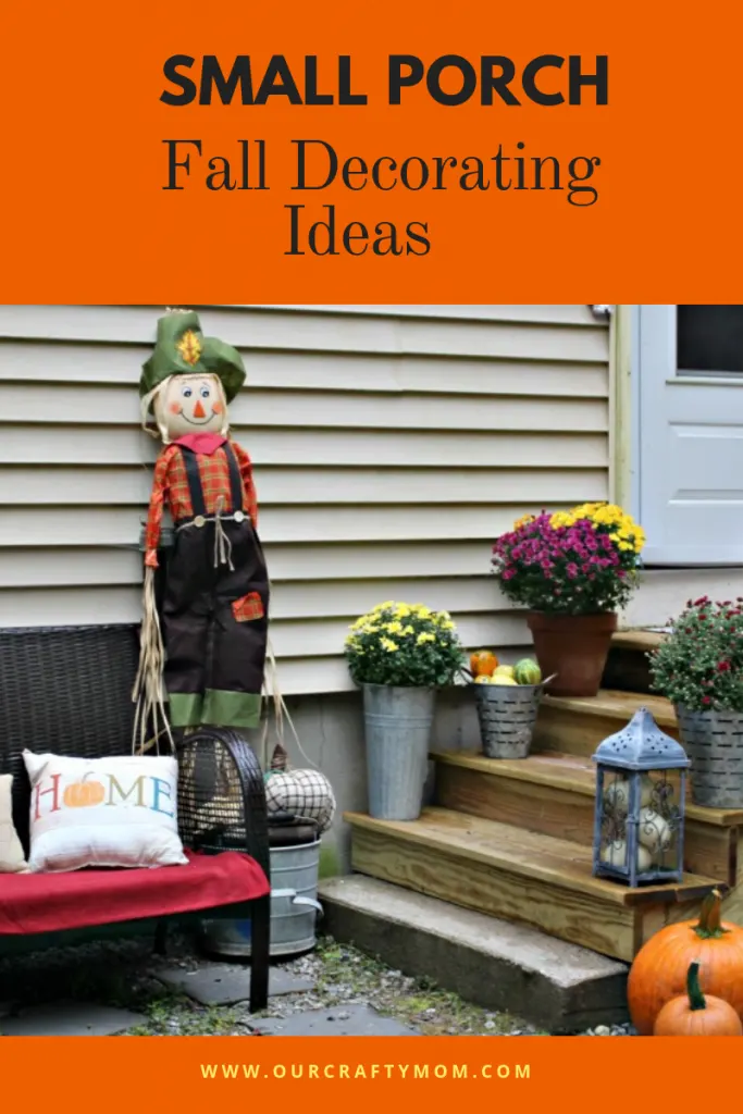 Small Porch Decorating Ideas For Fall #ourcraftymom #fallporch #falldecor