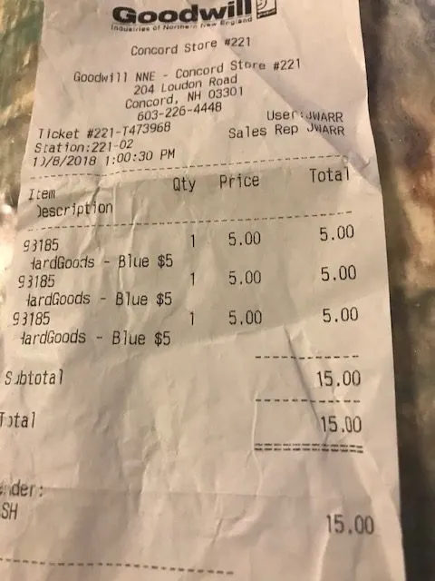 Receipt For Chairs