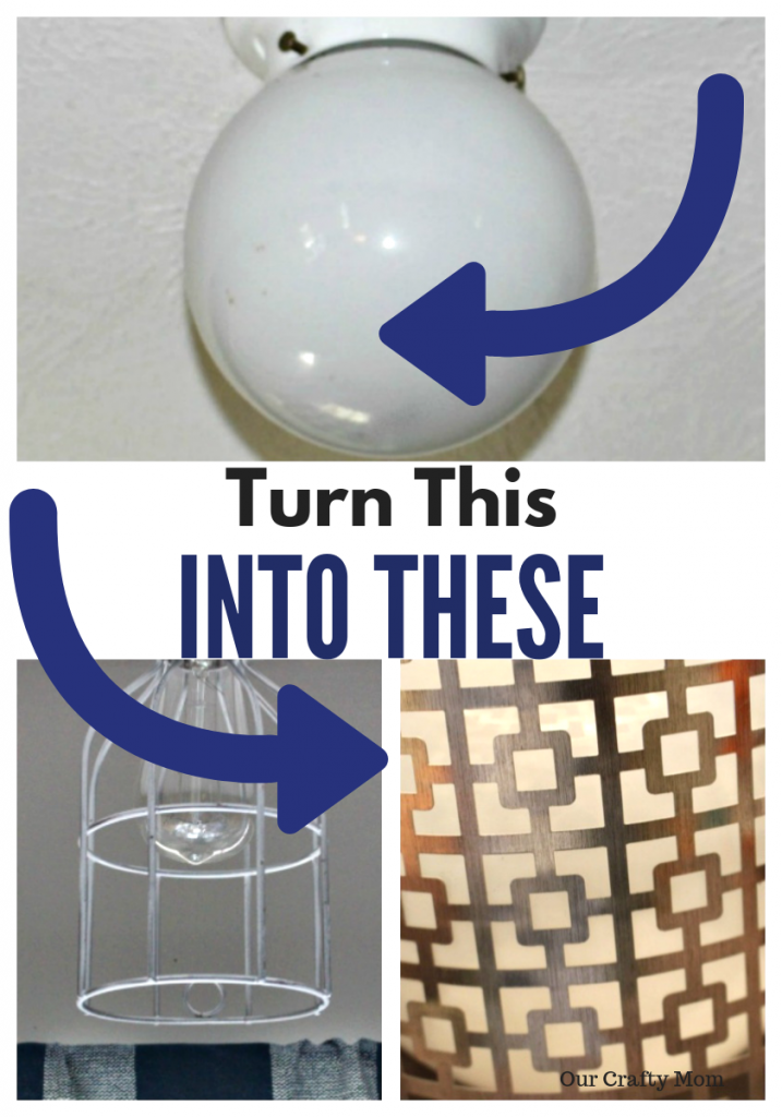 4 Renter Friendly Ideas To Update Ceiling Light Fixtures ORC Week 3 Our Crafty Mom #orc #bhgorc