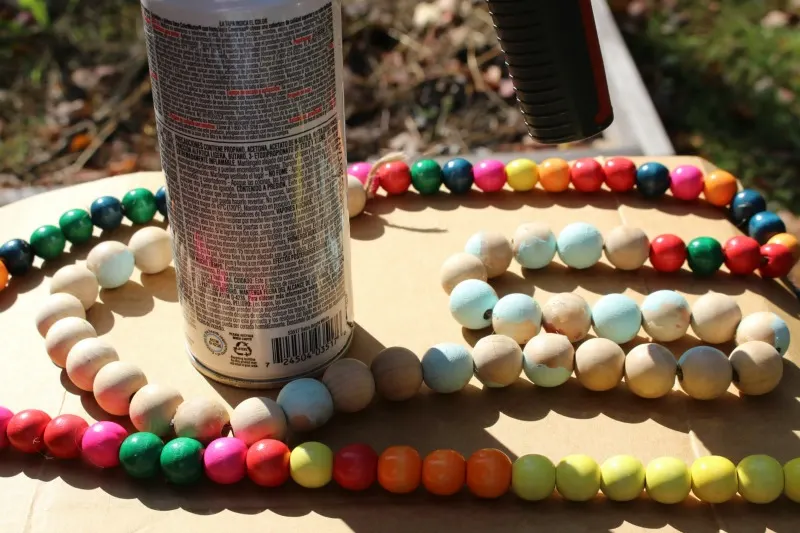 Wood Beads Spray Painted