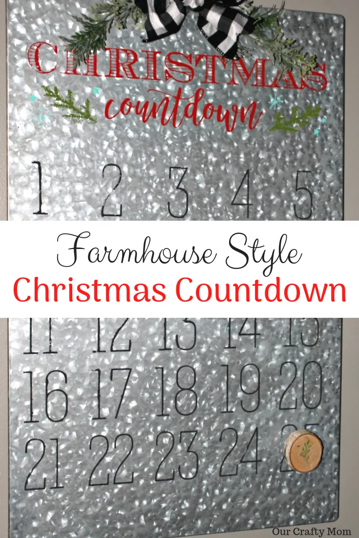 Farmhouse Style Christmas Countdown Calendar Our Crafty Mom #christmas #farmhousechristmas #christmascountdown
