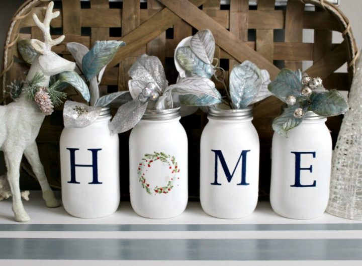DIY Christmas home decor idea made from mason jars