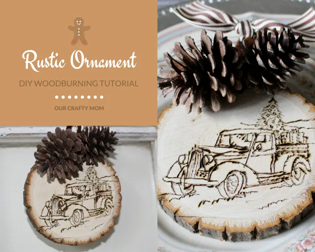 rustic wood slice ornament