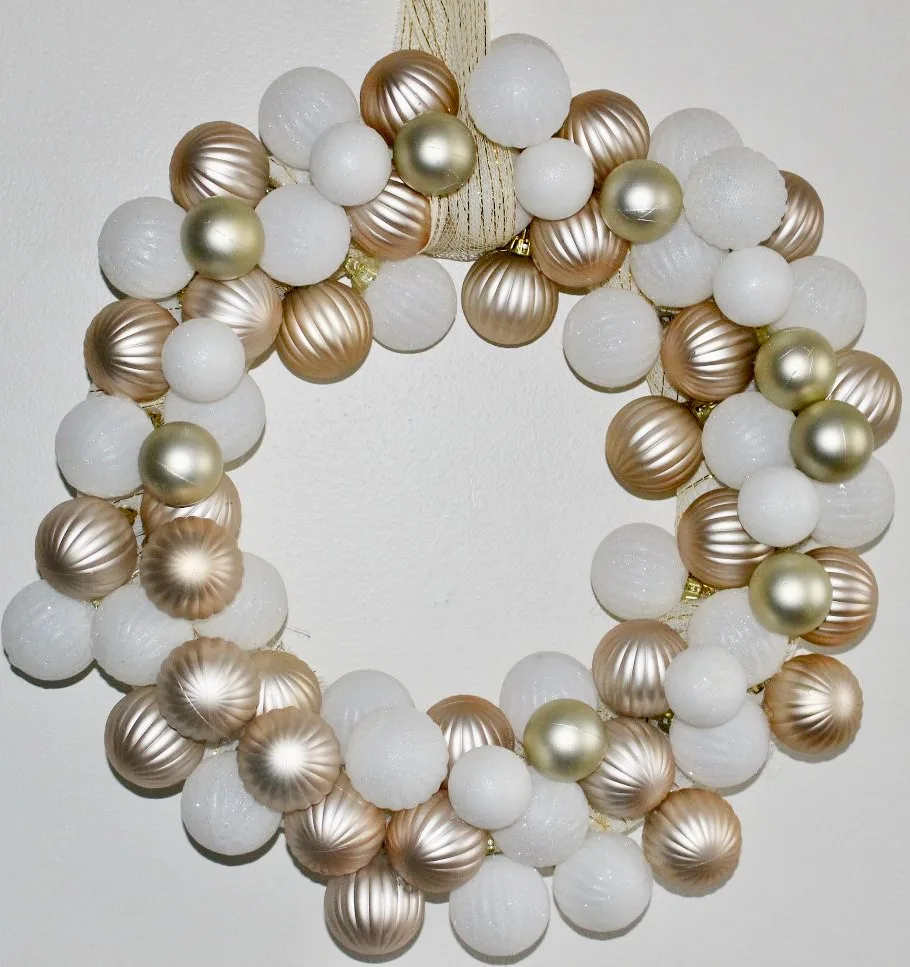 Image of Rose Gold and White Ornament Wreath