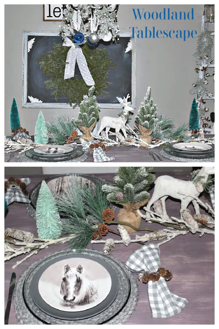 woodland tablescape for Christmas and winter